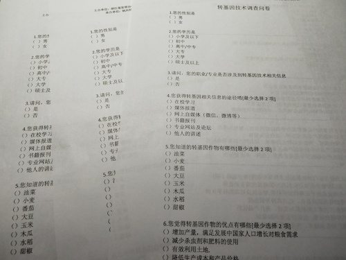七月十五日 bl韩漫
 “走近转基因”调研小分队 纸质问卷成稿